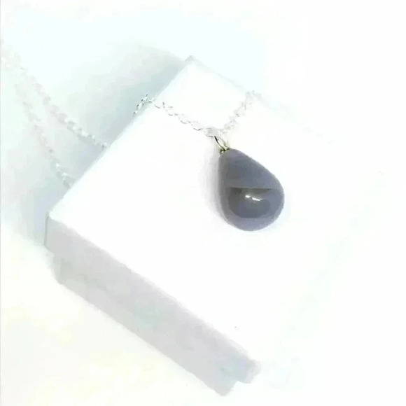 New 925 Silver Healing Agate Teardrop Necklace - Picture 1 of 2